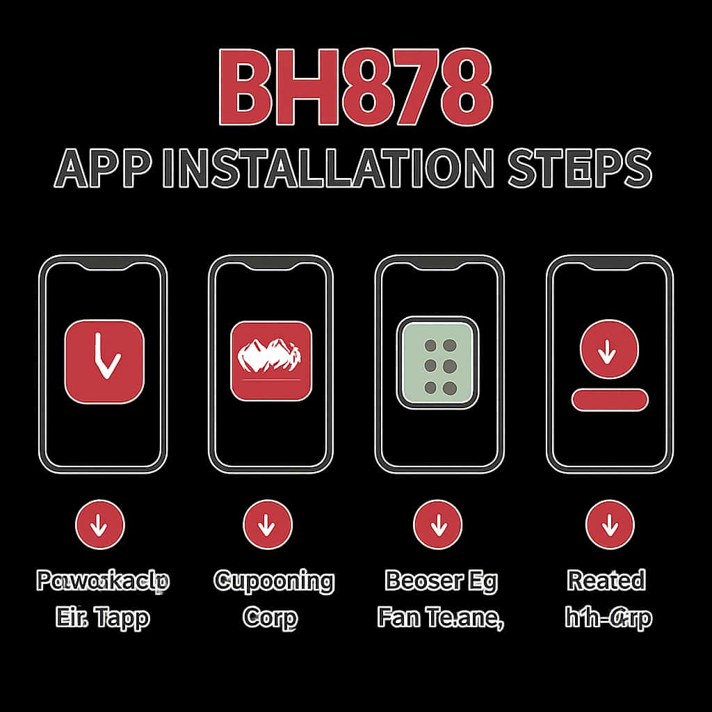 An educational diagram showing the installation steps for the BH678 app.