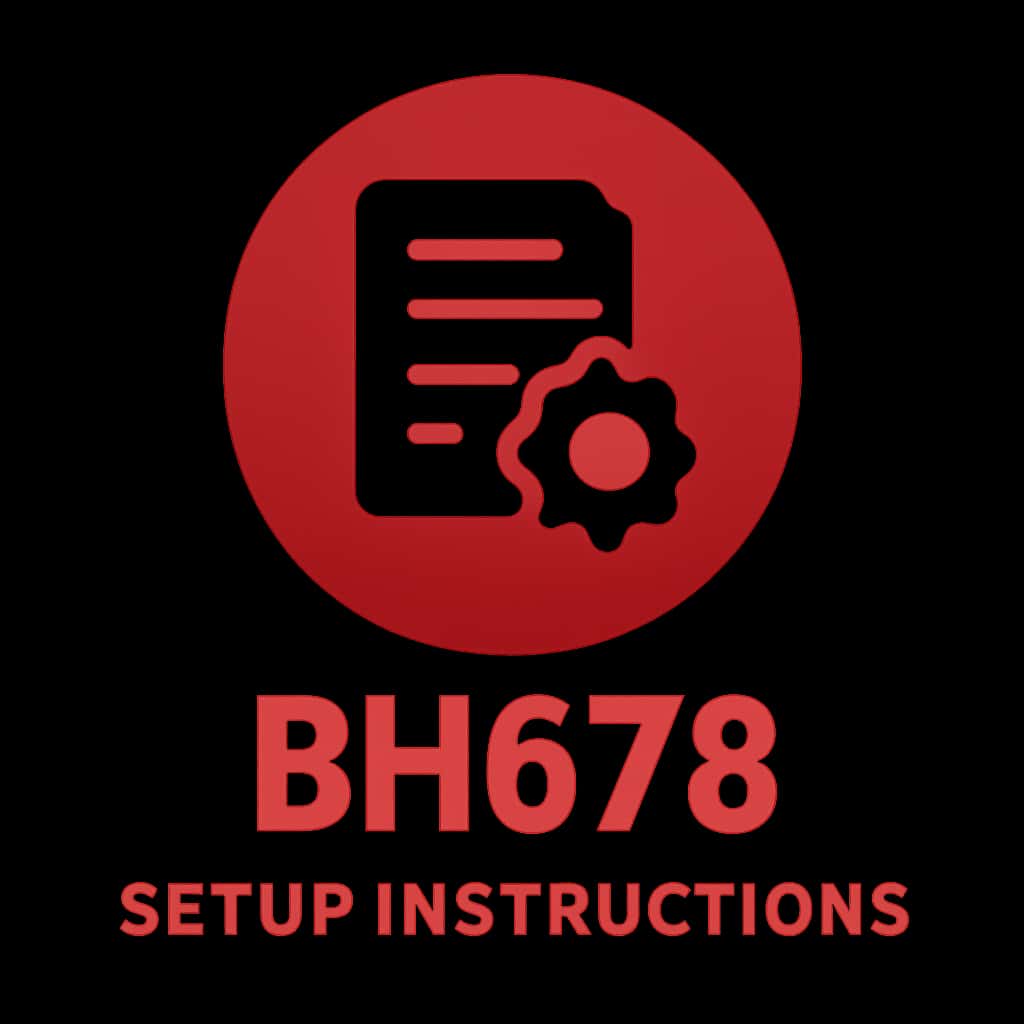 A minimalistic badge representing BH678 setup instructions.