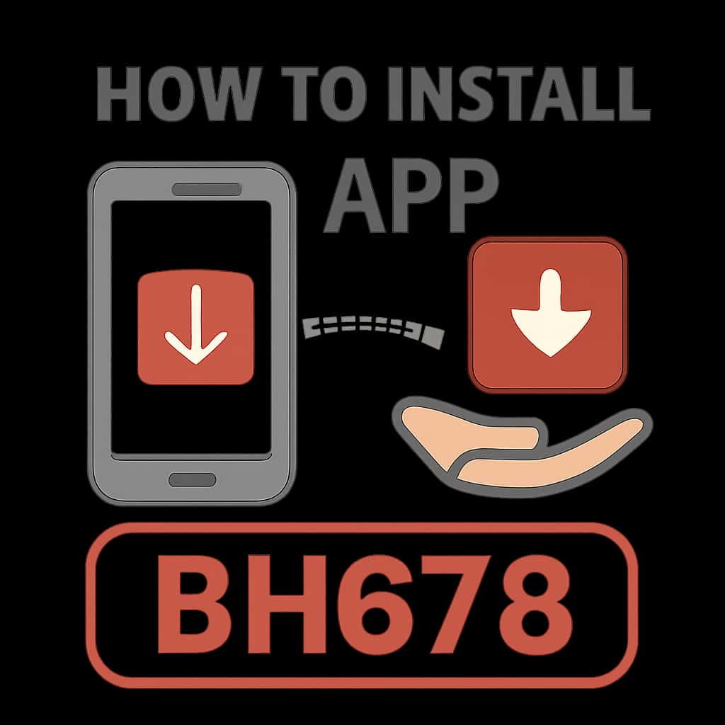 An educational diagram showcasing the installation steps for the BH678 app.